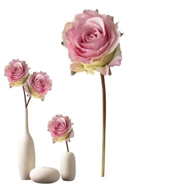 Imagem de Flores artificiais de rosas, flores de seda artificiais resistentes a UV, à prova de desbotamento, decoração de jardim de longa duração, decorações florais para banquetes de casamento na primavera