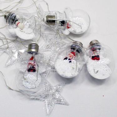 Imagem de Varal Pisca Decoração Bolas E Estrelas Natal Leds Amarelo 3m