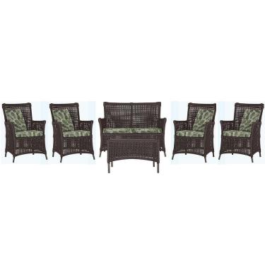 Imagem de Jogo Sofá 4 Poltronas E Mesa Igapó Marrom E5 Trama Original Marrom