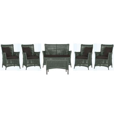 Imagem de Jogo Sofá 4 Poltronas E Mesa Igapó Marrom E9 Trama Original Verde