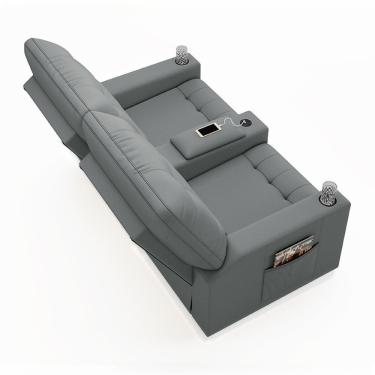 Imagem de Poltrona Do Papai Reclinável Cinema 2 Lugares Manual Baú Usb Haifa F05 Facto Cinza - Lyam Decor