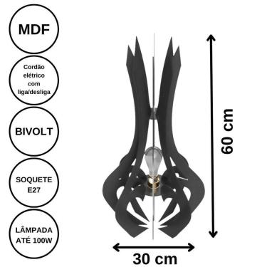 Imagem de Luminária De Chão Mdf Holambra Preto - 60x30cm