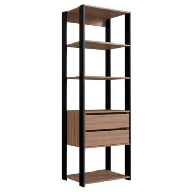 Imagem de Estante Livreiro 183x60cm 02 Gavetas Preto Montana Proddy Preto Montan