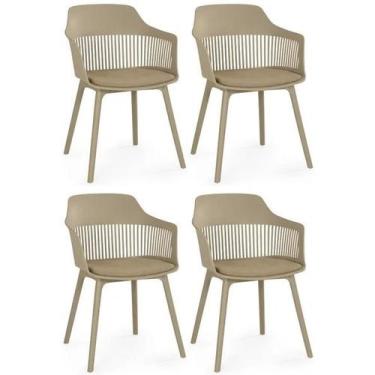 Imagem de Kit 4 Cadeiras Estofada de Jantar Marcela Nude - Decoreshop