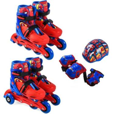 Imagem de Patins Spider MAN 2 em 1 Tamanho 32 AO 35 com KIT de Proteção - BBR