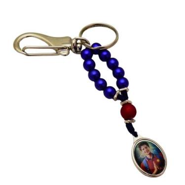 Imagem de Chaveiro Dezena de São Carlo Acutis conta azul com medalha ARL4557 - A