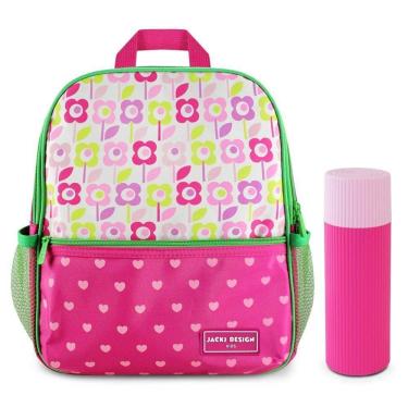 Imagem de Kit Mochila Infantil + Porta Acessórios Jacki Design Pink Flor