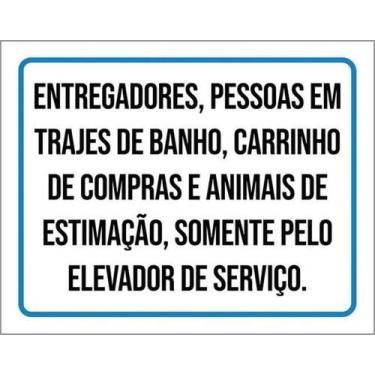 Imagem de Kit 10 Placas Trajes De Banho Somente Elevador De Serviço - Sinalizo
