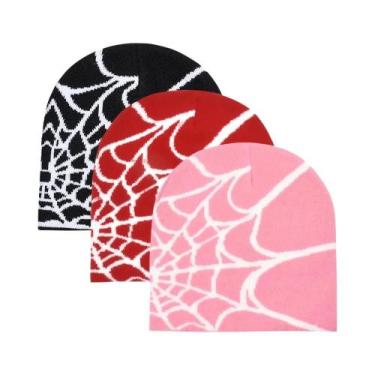 Imagem de Chapéus Femininos De Malha Com Teia De Aranha Y2K, Pacote Com 3, Elást