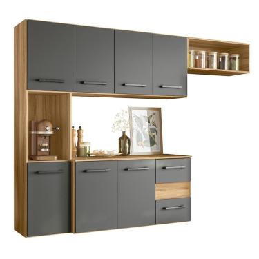 Imagem de Armario Cozinha 7 Portas E 2 Gavetas Juliete Freijo-chumbo Freijo-chumbo