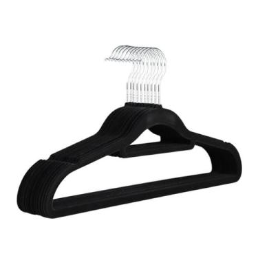 Imagem de Kit 100 Cabide Veludo Preto Adulto Atacado Camisa Calça Roupa - REAL C