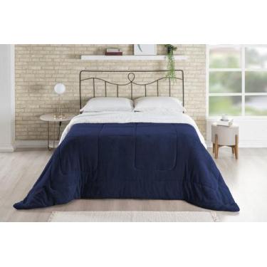Imagem de Cobertor De Sherpa Casal Queen 2,40M X 2,20M Azul Inverno - Beatriz En