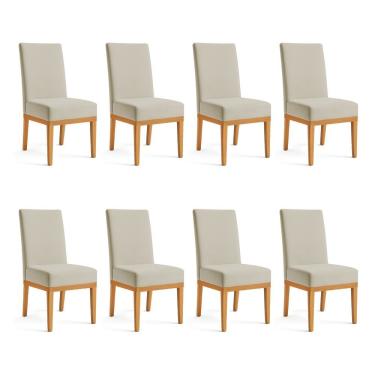 Imagem de Kit 8 Cadeiras De Jantar Brisa Suede Base De Madeira - Pallazio Cor Cappuccino