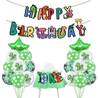 Imagem de Kit de balão para festa de dinossauro de 1º aniversário, 19 peças de c