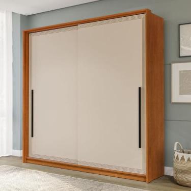 Imagem de Guarda Roupa Casal 2 Portas de Correr Valência Politorno, Freijo/Creme