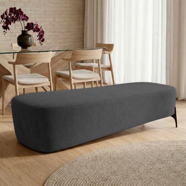 Imagem de Puff Recamier Decorativo Orgânico Lavie 140cm Premium Bouclê Cinza Escuro - Desk Design