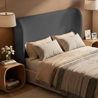 Imagem de Cabeceira Para Cama Box King Size Liah 195cm Bouclê Cinza Escuro - Desk Design