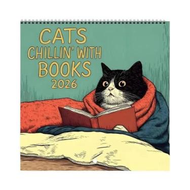 Imagem de Calendário De Parede 12 Meses 2026 Com Design De Gatos, Organizador De