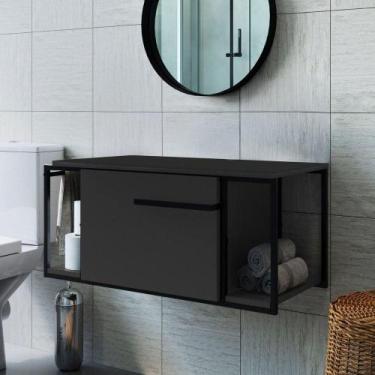 Imagem de Gabinete Para Banheiro Suspenso Industrial Sem Cuba Grafite - PLACA & 