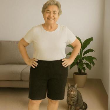 Imagem de Bermuda Plus Size Gorgurão Feminina Senhora Básica Lisa - Felicity, Pr