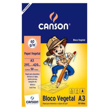 Imagem de Bloco Papel Vegetal A3 Canson Escolar 60g 50 Folhas