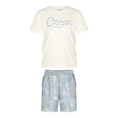 Imagem de Conjunto Infantil Menino Camiseta Branca/Bermuda Alakazoo-Masculino