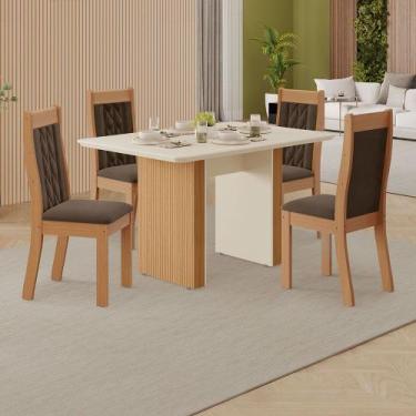 Imagem de Conjunto de Sala de Jantar Analice 1,20 com 4 Cadeiras 100 MDF - MH Mó