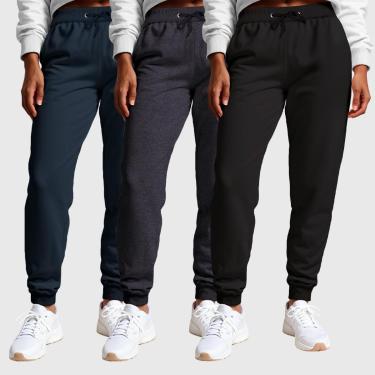 Imagem de Kit 3 Calças Moletom Femininas Lisas Benellys-Feminino