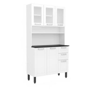 Imagem de Cozinha Compacta em Aço com Vidro 2 Gav D Maria Bertolini, Branco