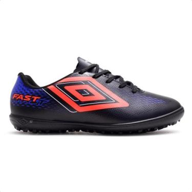 Imagem de Chuteira Society Umbro Fast II Jr, 36, Preto, Coral