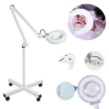 Imagem de Lupa estetica luminaria articulada aluminio rodinhas tripe 120 leds au