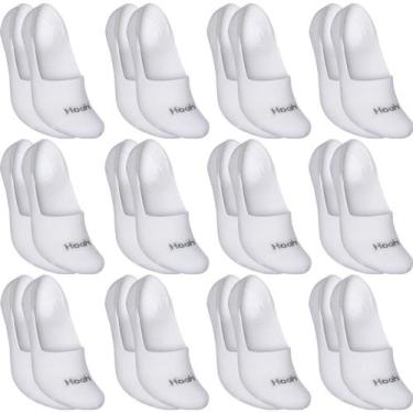 Imagem de Kit com 12 Pares de Meias Sapatilha Invisível Algodão Hoahi, Branco, 3