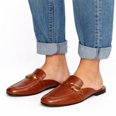 Imagem de Mule Feminino Bico Quadrado Sapatilha Rasteira Sapato Confortável Cor: