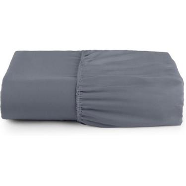 Imagem de Lençol Viúva 188x108x25 Micro Percal 400 Fios Cinza - MRR CONFECÇÕES E