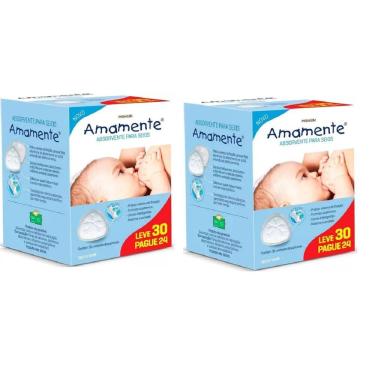 Imagem de Kit Absorvente P/seios Premium Diurno Amamente (2cx C/30 Un)