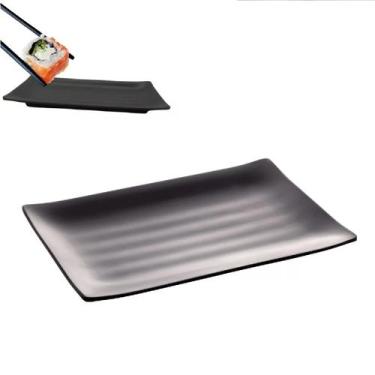 Imagem de Travessa Prato Oriental Sushi em Melamina Tóquio Preto 24,5cm - Lyor