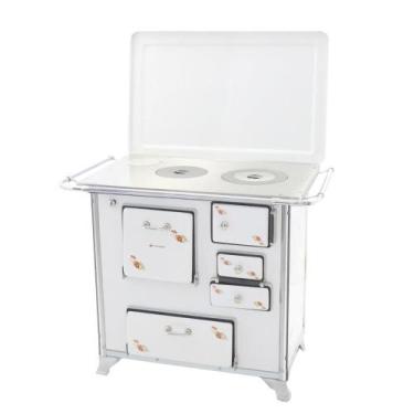 Imagem de Fogão a Lenha 01 Venâncio Gabinete e Tampa Tradicional Branco Florido
