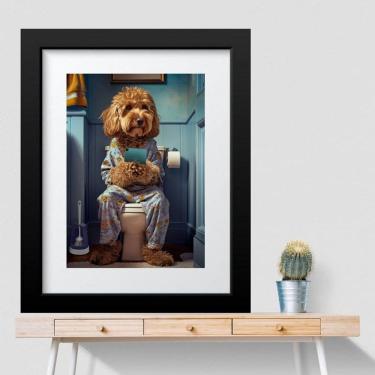 Imagem de Quadro Banheiro Divertido Poodle - 60x48cm