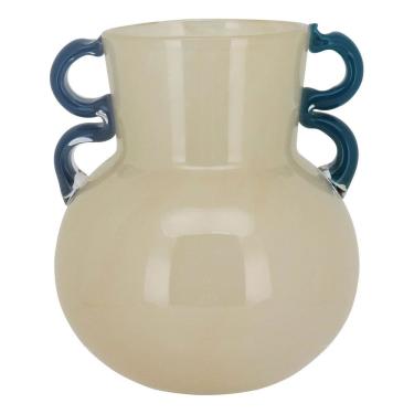 Imagem de VASO DECORATIVO ENFEITE PLANTA VIDRO 21x17x17cm MARFIM
