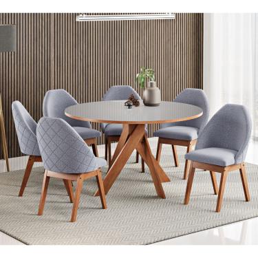 Imagem de Conjunto Sala de Jantar Mesa Mônaco 137cm 6 Poltronas Grecia Madetal