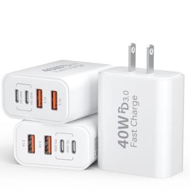 Imagem de Carregador USB C Ubearkk 3 Unidades 40W 4 Portas PD 3.0 QC 3.0