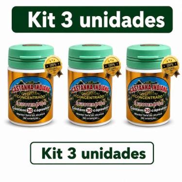 Imagem de Kit 3 Castanha da Índia Concentrado - 30 Cápsulas - Frete Grátis - no-