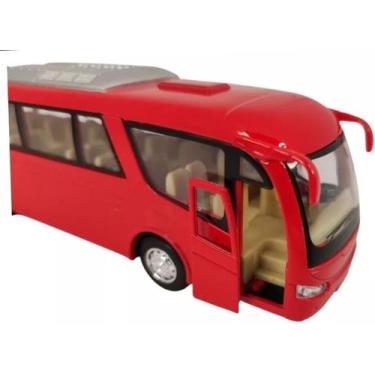 Imagem de Miniatura Onibus Viagem Coach Ferro Fricção Coleção 18cm - Kinsfun, Ve