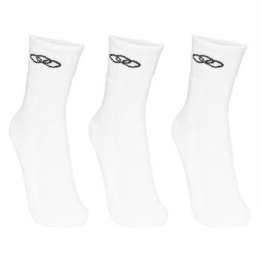 Imagem de Meia Olympikus Cano Médio pacote c/ 3 pares Masculino, Branco, 39-44