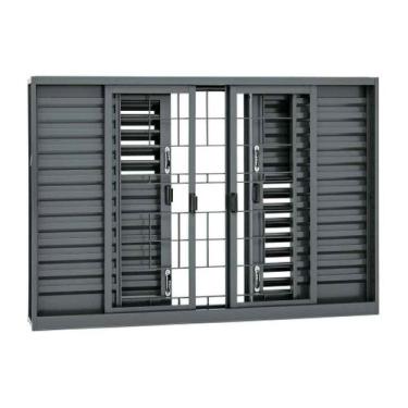 Imagem de Janela Veneziana Multiflex Grade Quadriculada em Aço 100 x 200 x 16 cm