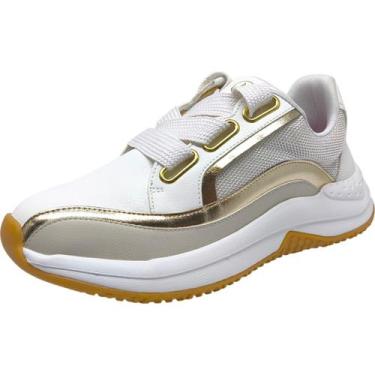 Imagem de Tenis Feminino Confortavel Interior Acolchoado Casual Bebece, Branco, 