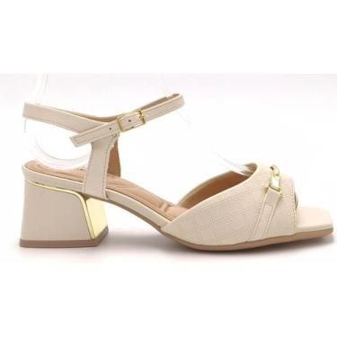 Imagem de Sandália Feminina Salto Baixo Piccadilly 543098, Off white, 36