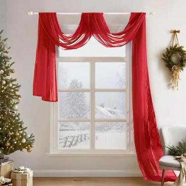 Imagem de Lenço de janela transparente MIULEE 94x549 cm vermelho
