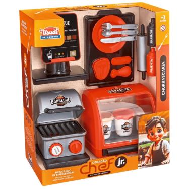 Imagem de Kit Massinha Infantil Churrascaria Master Geração Chef Jr Empreendedor com Churrasqueira Acessórios e Luzes Usual