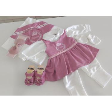 Imagem de Saída de Maternidade - Cacau Criações, Branco com rose, único